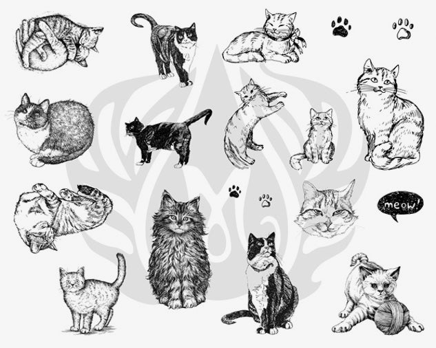 Šablona na sítotisk Mayco DSS-120 Cats – kočky, koťata a tlapky