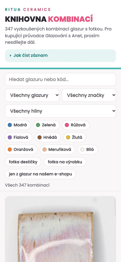 Knihovna kombinací v mobilu