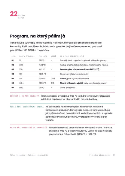 Strana průvodce s programem výpalu