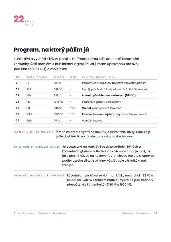 Strana průvodce s programem výpalu