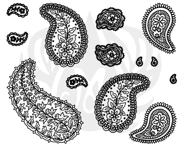 Šablona na sítotisk Mayco DSS-202 Paisley Individual Designs – jednotlivé motivy paisley